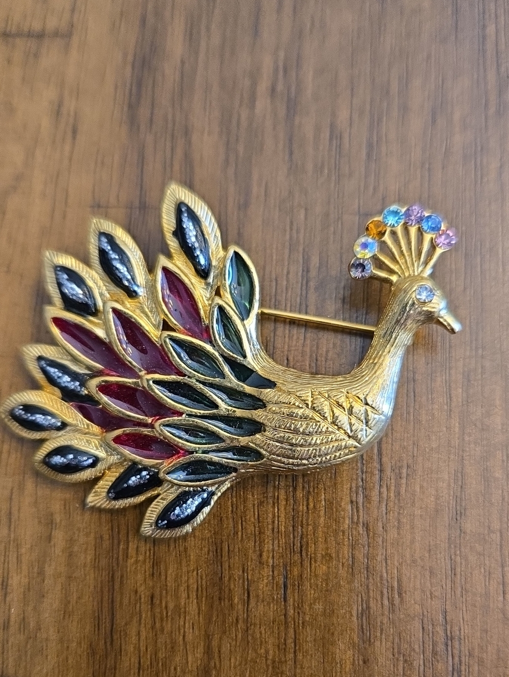 Vintage (1950s) Gold Peacock Brooch